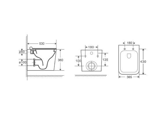 Подвесной унитаз D&K Quadro DT1516016 с микролифтом