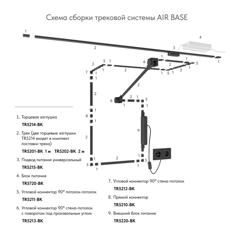 Прямой соединитель для трека Denkirs Air Base черный, TR5210-BK фото 4