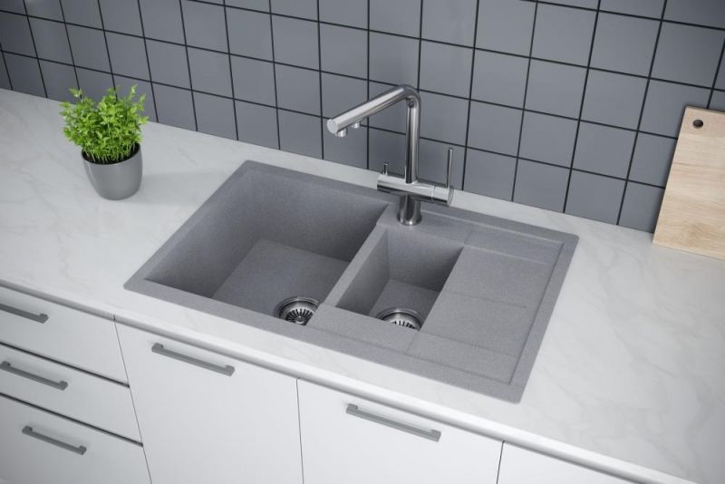 Кухонная мойка KuchenStern FLUG 60-2 110TN10 Титан TN фото 2