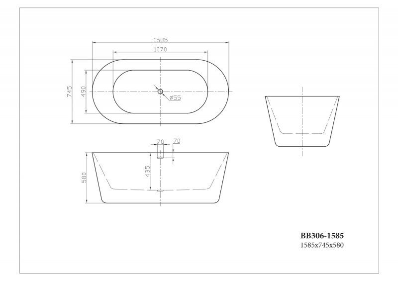 Акриловая ванна BelBagno BB306 BB306-1585 160x75 фото 2