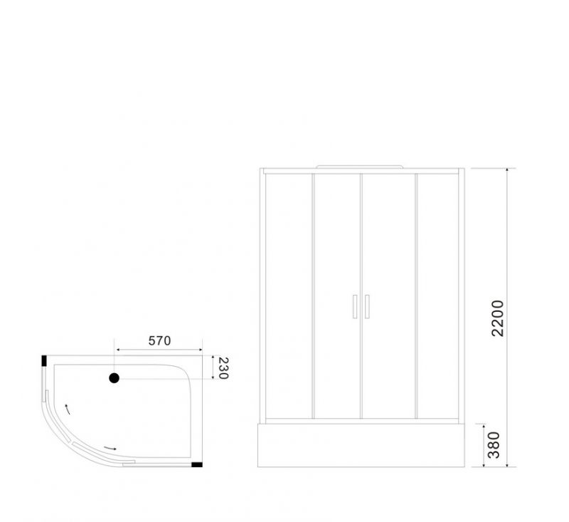 Душевая кабина Black & White 550712L 120x80