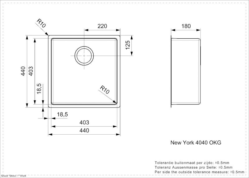 Кухонная мойка Reginox New York L 40x40 OKG matt 44197