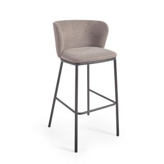 Барный стул из светло-коричневой синели и черной стали, 75 см Ciselia  La Forma (ex Julia Grup) BD-2608319