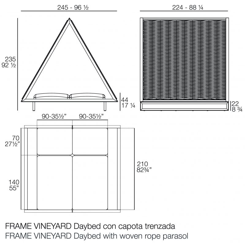 Уличная кровать Frame Vineyard веревочная крыша Vondom BD-2608663