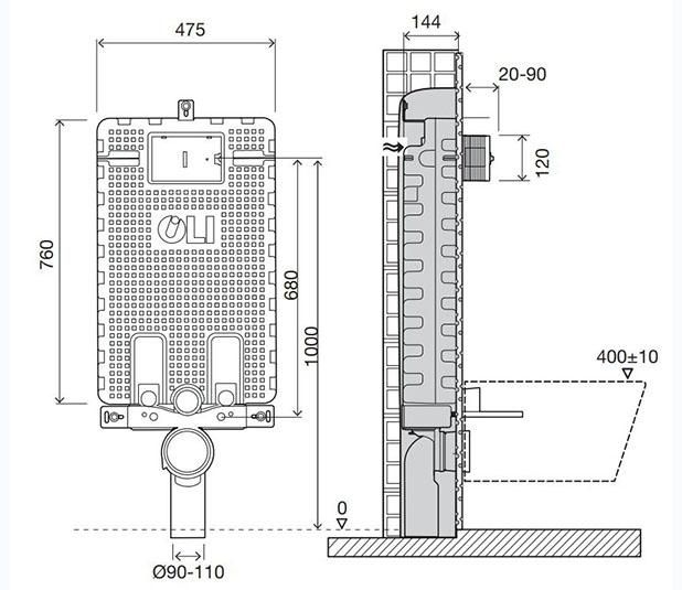 Бачок скрытого монтажа Oli 120 plus cap AC Block 878623