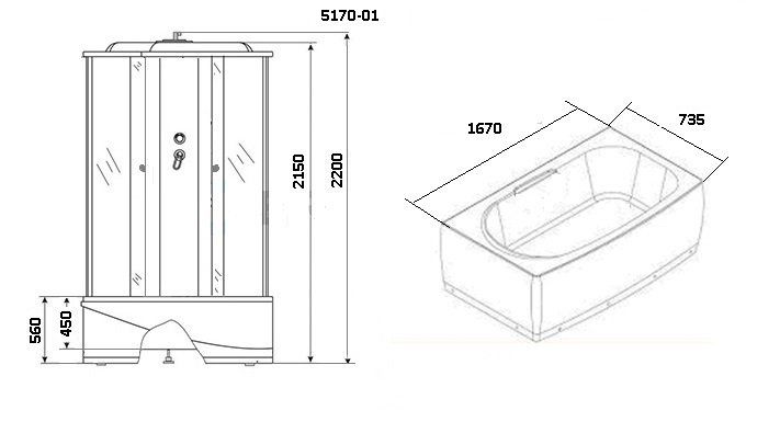 Душевая кабина Niagara Ultra 170/75/220 51700134 75x170