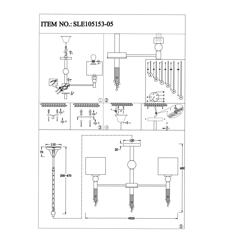 Светильник подвесной Evoluce PRIMMA SLE105153-05