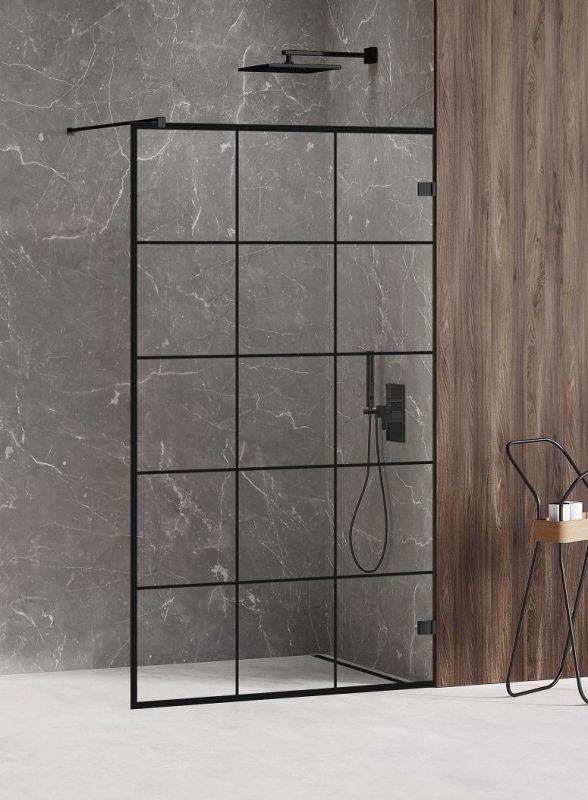 Душевая перегородка New Trendy AVEXA BLACK 130 EXK-2026, профиль черный матовый, стекло прозрачное фото 2
