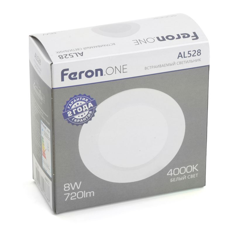 Светодиодный светильник Feron.ONE AL528 встраиваемый 8W 4000K белый 48872