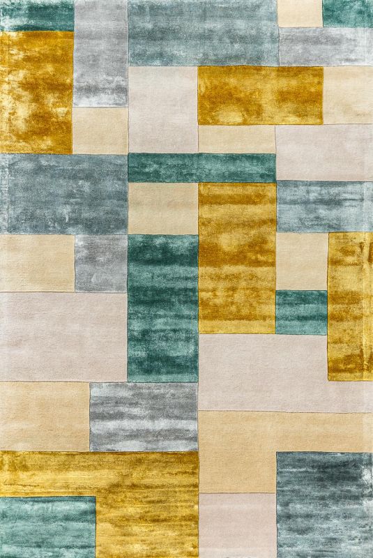 Индийский ковер из шерсти и арт-шёлка Carpet «RIVIERA» MONDRIAN-04-BEIGE-GREEN 200 x 290 см фото 1