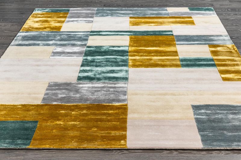 Индийский ковер из шерсти и арт-шёлка Carpet «RIVIERA» MONDRIAN-04-BEIGE-GREEN 200 x 290 см фото 2