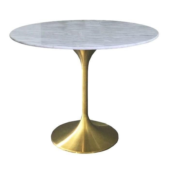 Стол обеденный Sotogrande белый Tulip Marble Brass, диаметр столешницы 80 см BD-3055363