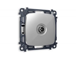 Комплект механизма TV розетки оконечной Ambrella Volt OMEGA Серебро глянец 50-870 MHz 1dB (OP4130, VM202) MO413010