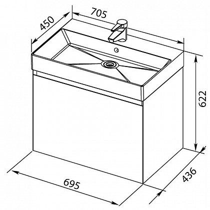 Раковина Aquanet SLIM SYNERGY Sanovit 198207 70 cm