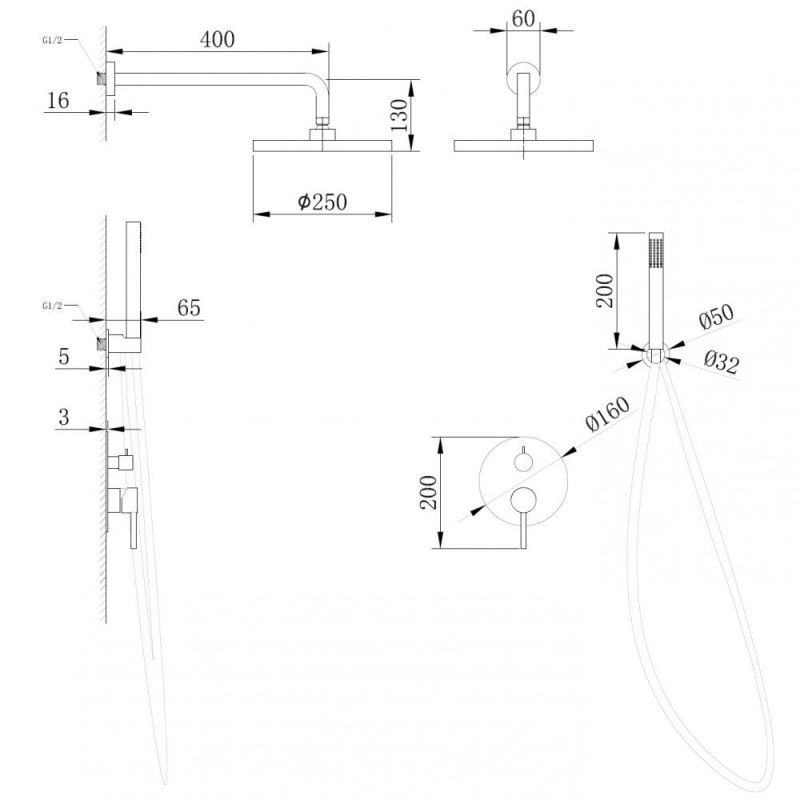 Душевая система ABBER Wasser Kreis AF8118RG, розовое золото