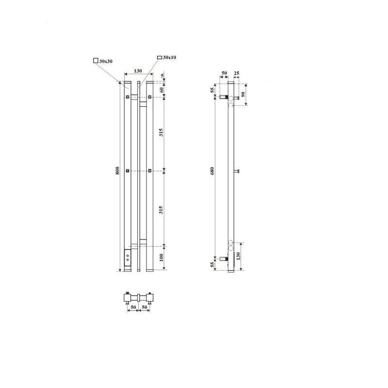 Полотенцесушитель электрический Point Фрея PN20718B, 10x80 см, черный