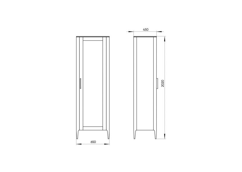 Витрина Ellipsefurniture Type oak стеклянная высота 200 см R (темно-серый) TYR10207030101 фото 4