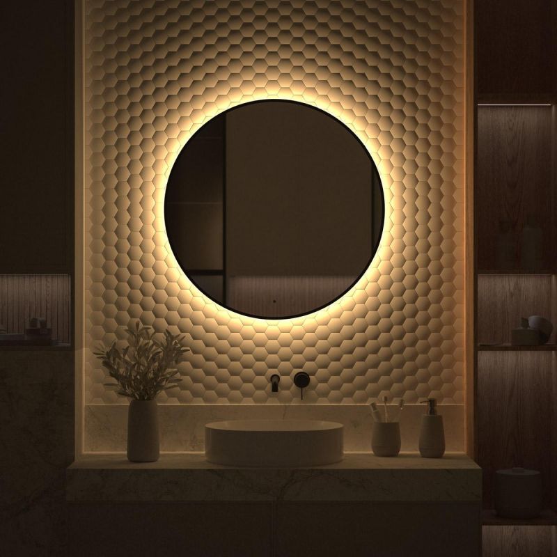 Зеркало для ванной DEFESTO AURA DF 2995R с LED-подсветкой и ИК - выключателем Ø80см фото 5