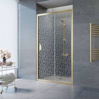 Душевая дверь Vegas Glass ZP 105 09 R03, профиль золотой, стекло с узором