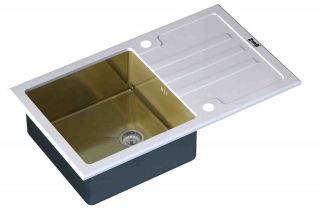 Кухонная мойка Zorg Inox Glass GL-7851-WHITE-BRONZE белый