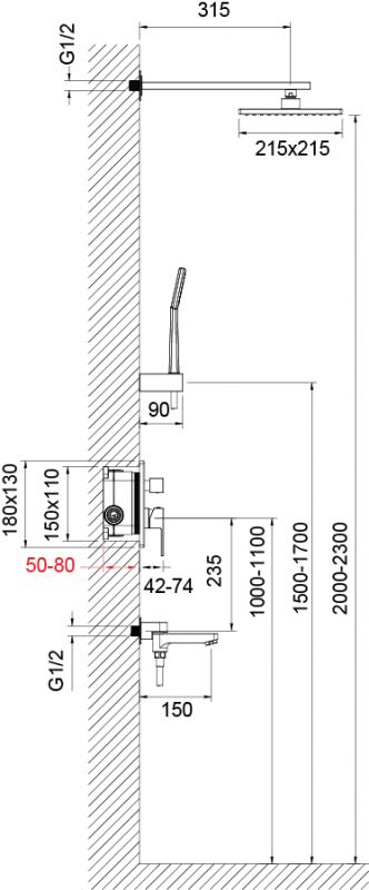 Душевая система Timo-F Selene SX-3069/03SM с внутренней частью черный фото 2