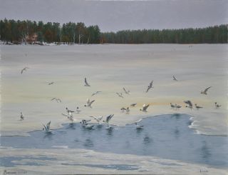 Картина "Весна на Верхнем озере. Чайки."