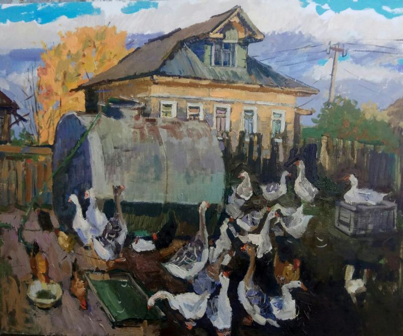 Картина "Птичий двор" Аркадий Поляков