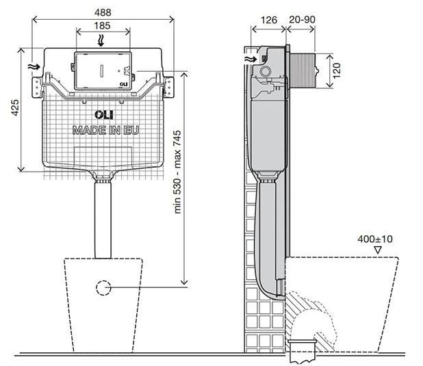 Бачок скрытого монтажа Oli 120D  Plus cap AC 878619