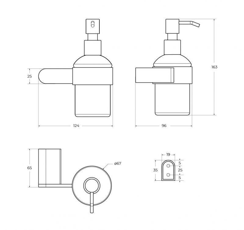 Диспенсер для мыла подвесной CEZARES STYLUS-SOIS-V-01, хром