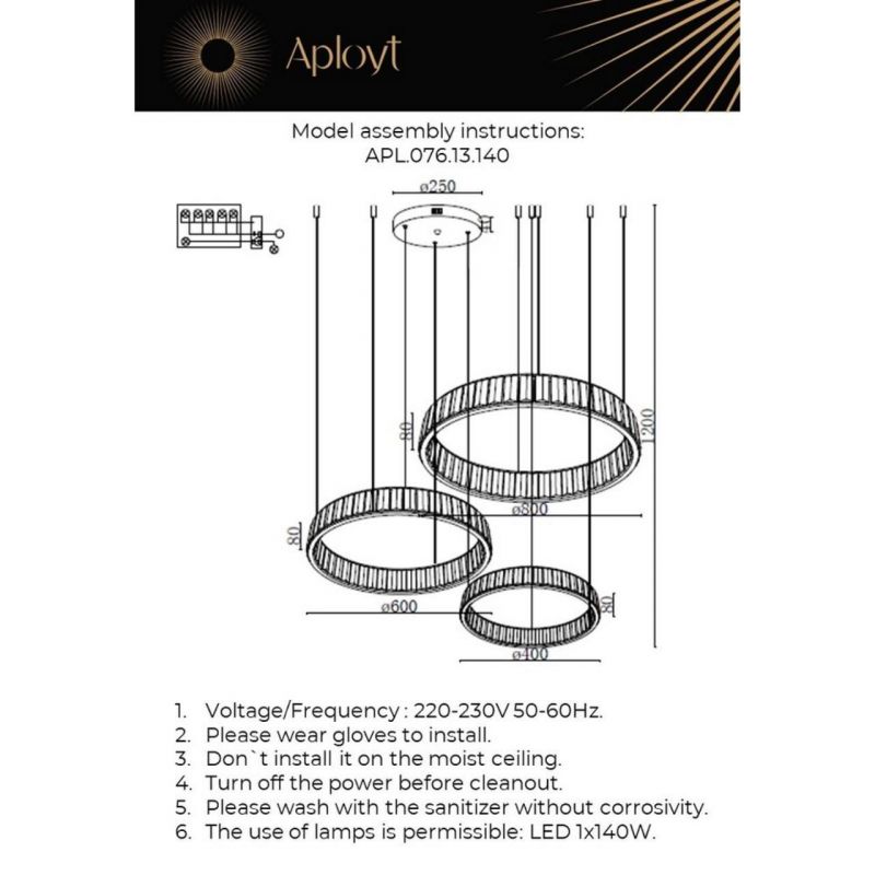 Люстра подвесная Aployt Oriann LED 4000К(белый) 140W APL.076.13.140 фото 8