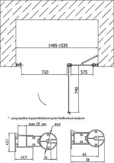 Душевая дверь Vegas Glass EP-F-1 150 05 01 R фото 4