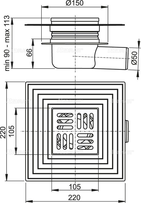 Сливной трап AlcaPlast APV26C фото 2