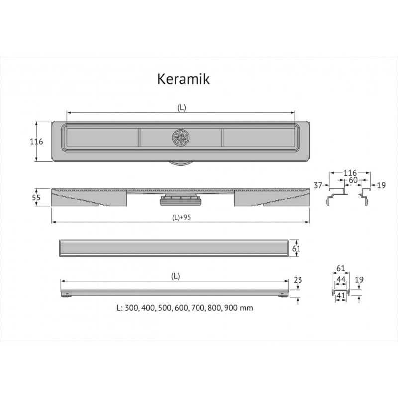 Желоб BERGES водосток напольный B1 Keramik 095019