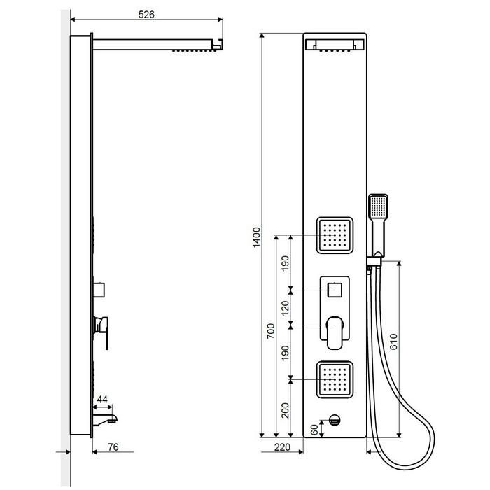 Душевая панель Excellent Glas ARAC.GR8401