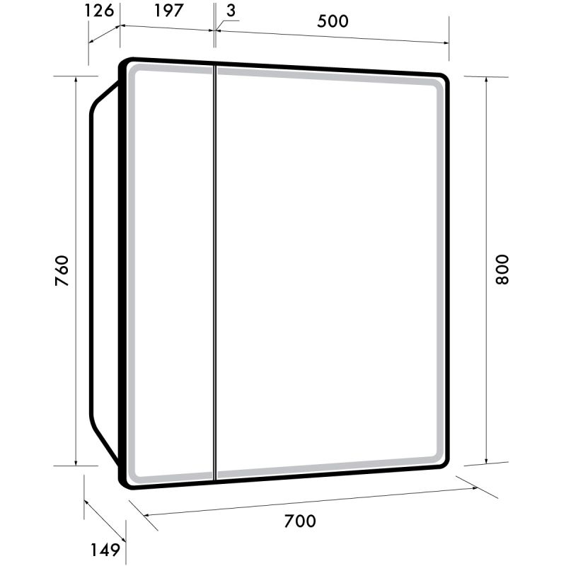 Шкаф зеркальный LED-подсветка Dreja POINT 99.9033 70 см белый