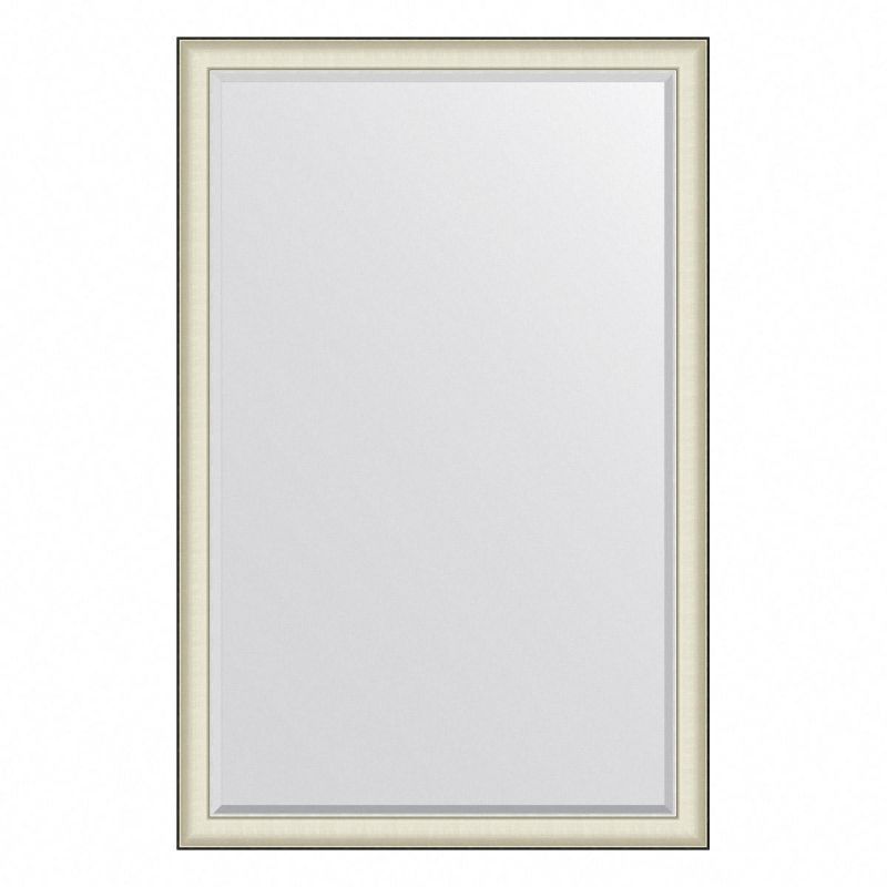 Зеркало настенное с фацетом Evoform Exclusive в багетной раме  белая кожа с хромом, 114х174 см, BY 7458