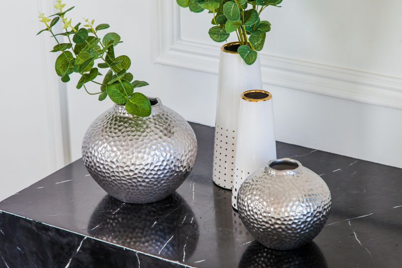 Декоративная ваза Этно, 20х20х17 см, серебряный Cha6-L