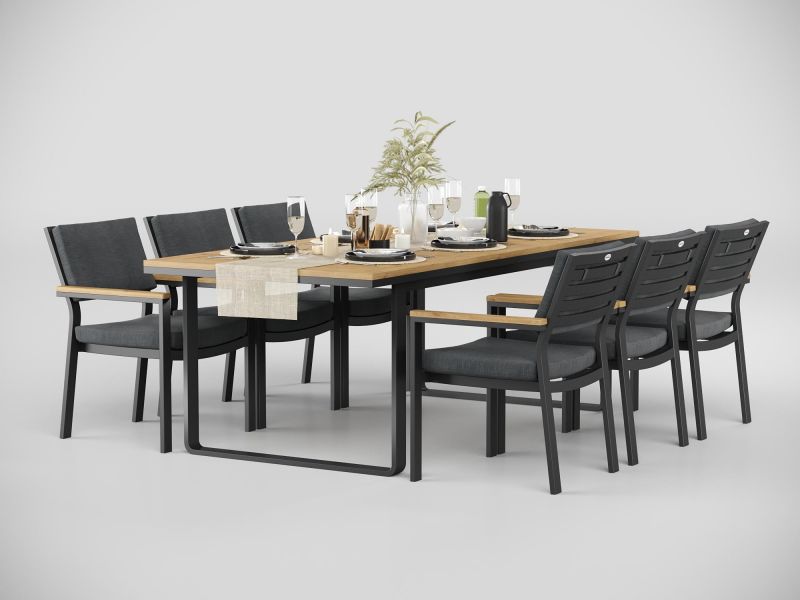 Стол обеденный Gardenini Premium Voglie с бежевой столешницей и темно-серым каркасом BD-3121353 фото 5