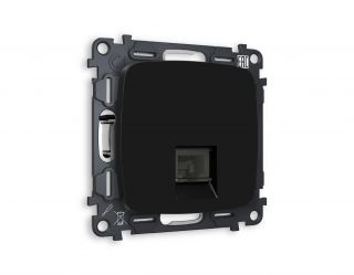 Комплект механизма компьютерной розетки Ambrella Volt OMEGA Черный матовый RJ-45(8P8C) CAT6 с шторкой (OP8120, VM188) MO812010