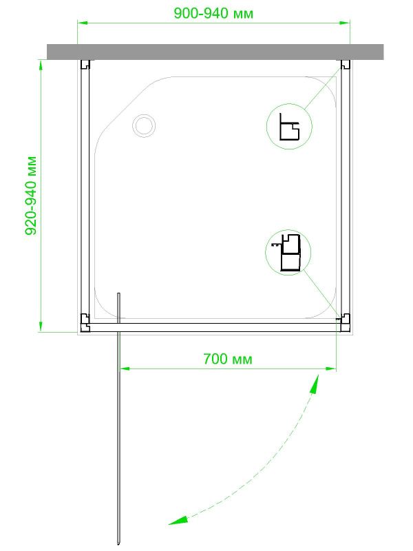 Душевой уголок Royal Bath HV 90x90x185, RB9090HV-C-CH-P фото 4