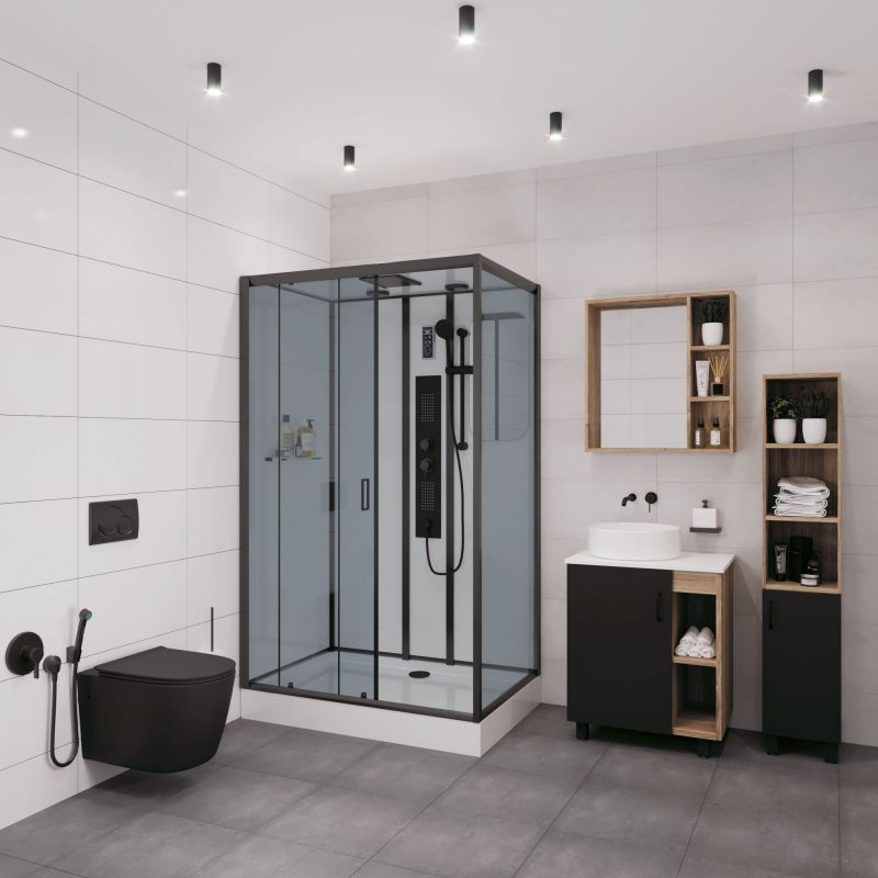 Душевая кабина Niagara Premium NG- 6912-01GQR BLACK 80x120 фото 2