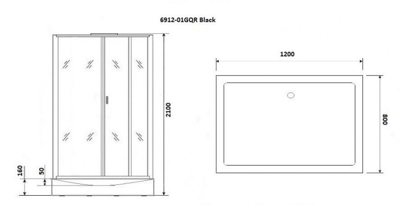 Душевая кабина Niagara Premium NG- 6912-01GQR BLACK 80x120 фото 3
