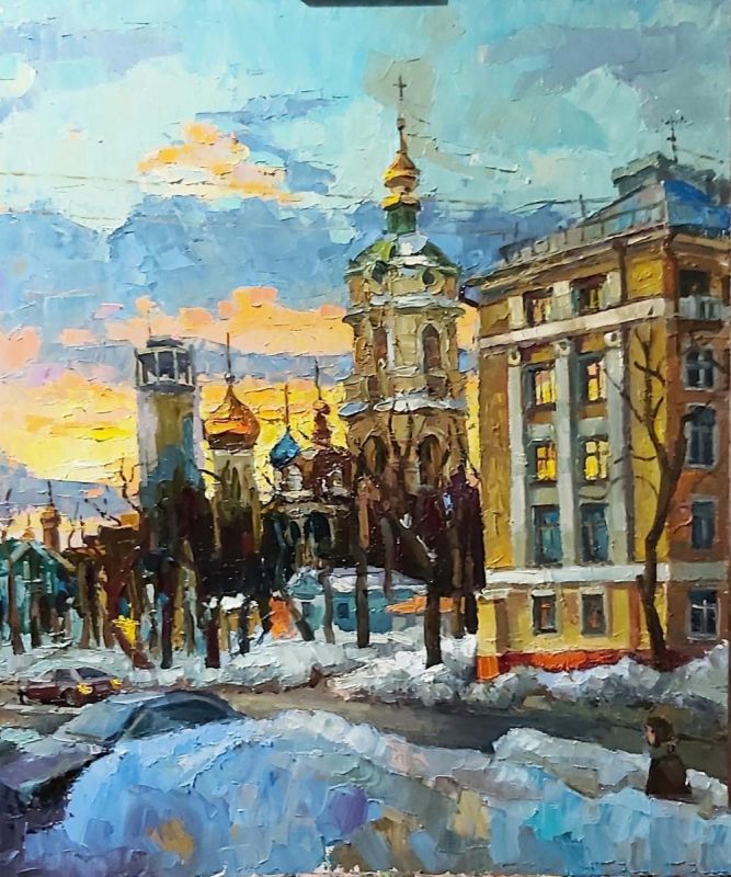 Картина "Закат на Пролетарке" Нина Силаева