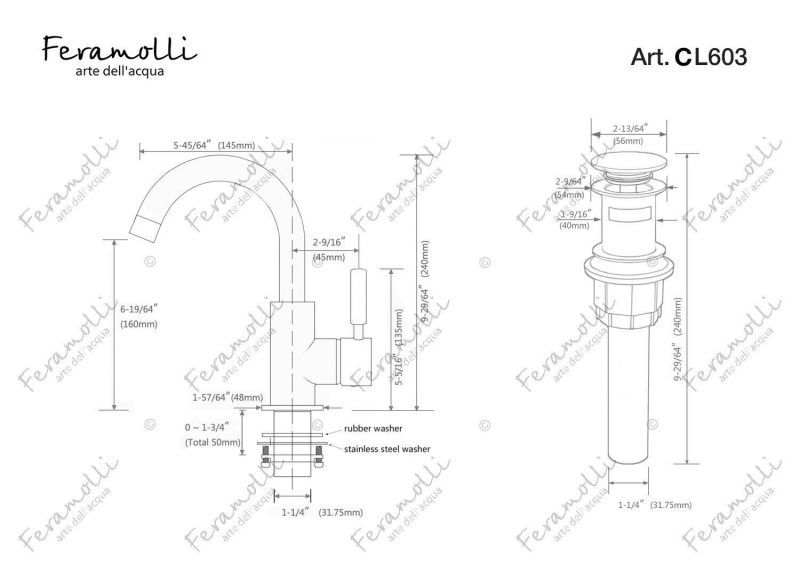Смеситель для раковины Feramolli Ele CL603, хром фото 2