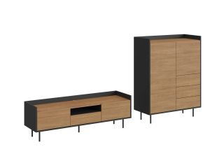 Композиция мебели (тумба под тв, шкаф с баром) ОГОГО Обстановочка Look BD-2546420, черный