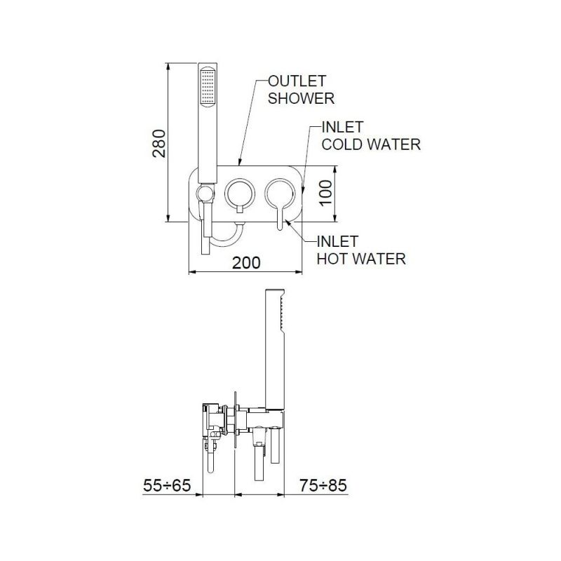 Смеситель для душа встраиваемый Webert Coral CO860512560, черный фото 3