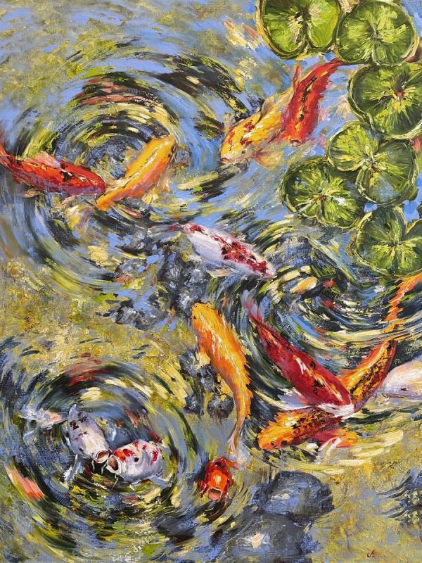 Картина "Рыбы Кои" Маливани Диана