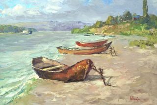 Картина "Старые лодки" Вилков Андрей
