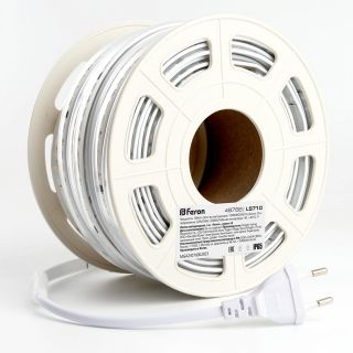 Лента светодиодная Feron LS710 48766, 120SMD(2835)/м 10Вт/м 220V длина 25м, 3000K, IP65, FERON LS710 с 1 сетевым шнуром, 2 заглушками, 2 коннекторами в комплекте