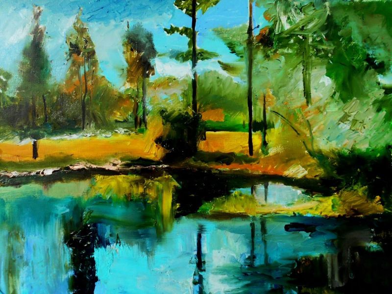 Картина "У лесного озера (этюд)" Питаев Валерий